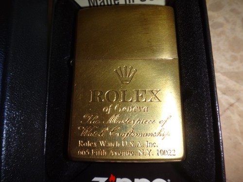 Year 2024 Brass Zippo Lighter with ROLEX of Geneva Watch logo + Box & Papers - Picture 2 of 14