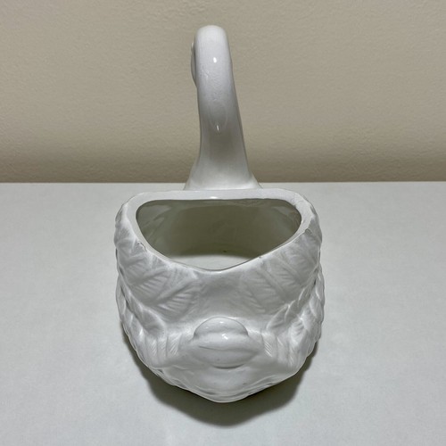 Vintage Swan Figurine White Planter Trinket Dish Home Decor Ornament Bird Vase - Picture 5 of 14