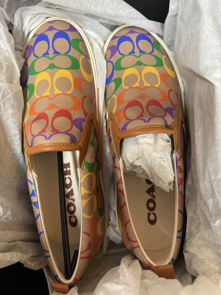 Coach CA284 Skate Slip On In Rainbow Signature Canvas Men  display picture 1