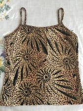 Summer Junior tank top; leopard color gold accents; 14" top to bottom; European