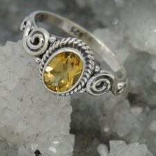 Citrine Gemstone 925 Sterling Silver Statement Jewelry Ring Gift For Women D-909