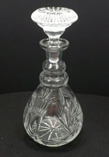Vintage ABP American Brilliant Crystal Hobstar Pinwheel Decanter With Stopper