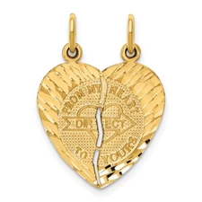 14k Yellow Gold diamond cut FROM MY HEART DIRECT TO YOURS Charm Pendant