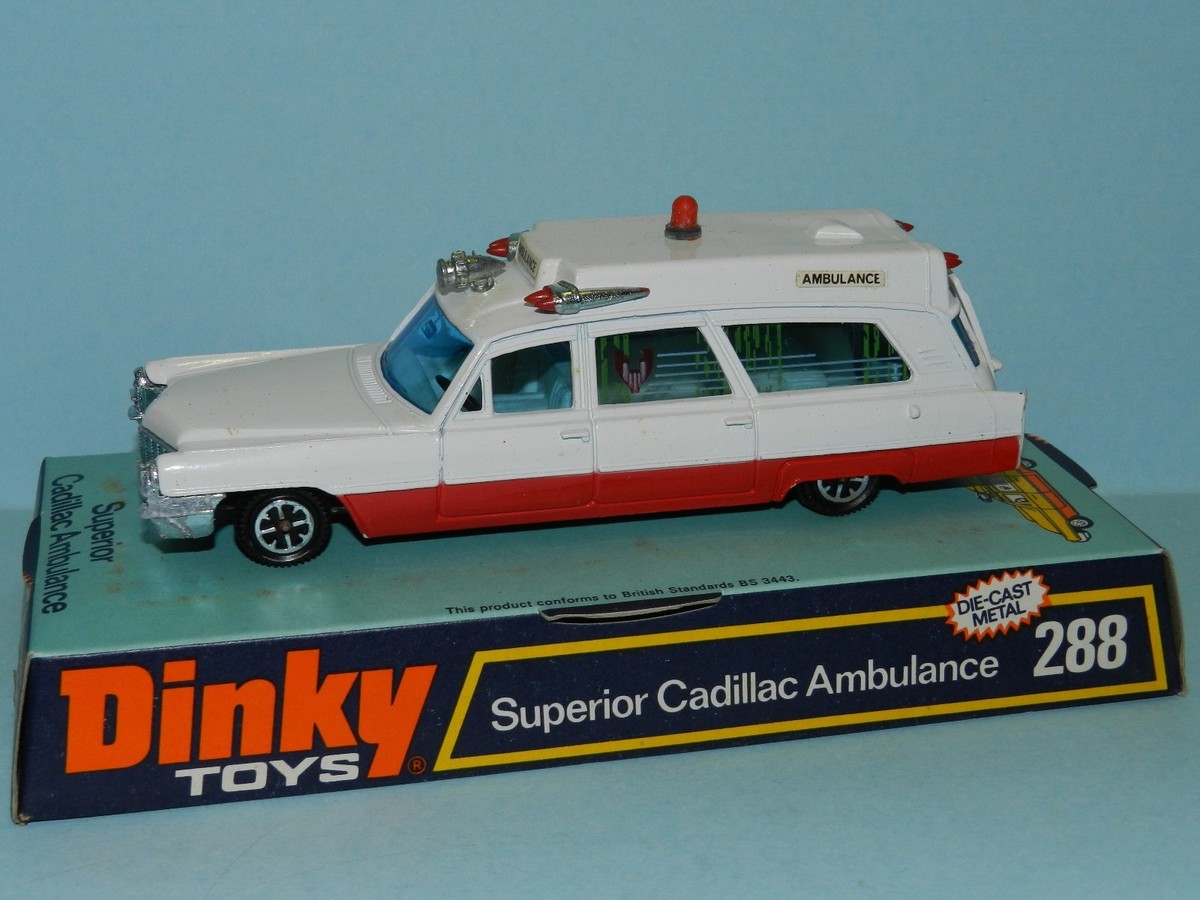 DINKY TOYS 288 SUPERIOR CADILLAC AMBULANCE MINT ON CARD BASE