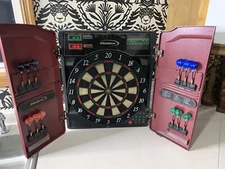 Vintage Halex 8 Player Electronic Dart Board w/ Cabinet 64582 Tournament X0-1
