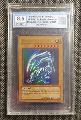遊戯王OCG デュエルモンスターズ BLAUAUGIGER W. DRACHE Yugioh! Blauäugiger W Drache SDK 1E PSA 8,5 EGS Mint! Blue eyes
