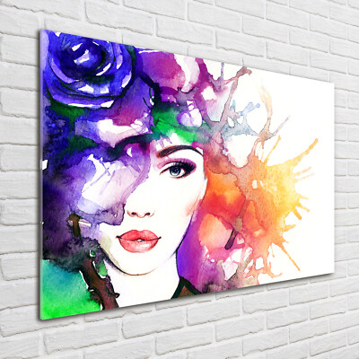 Wandbild aus Plexiglas  Druck auf Acryl 100x70 Kunst Portrait einer Frau