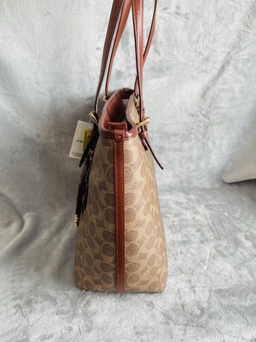Borsa tote Coach Taylor Signature in tela con logo nuova con etichetta - marrone ruggine - Foto 6 di 8