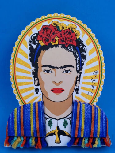 Frida Kahlo Mexican Artist Inspired Home Decoration Carved Wood Multicolor 7.25"