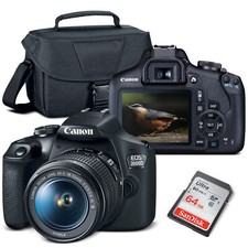 Canon EOS 2000D / Rebel T7 24.2 MP DSLR Camera - Black 18-55mm Lens  Bag ...