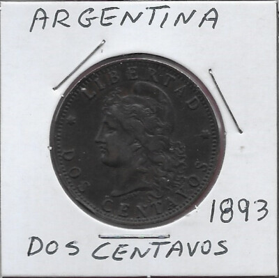 ARGENTINA 2 CENTAVOS 1893 REEDOM HEAD BY HAND OF OUDINE,WEARING A PHRYGIAN CAP T