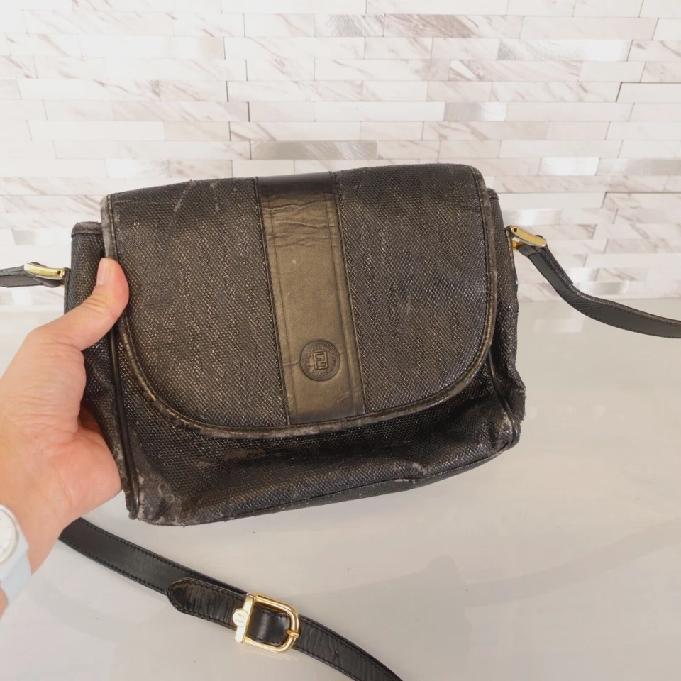 Bolsa Fendi Vintage Couro Transversal Satchel Estilingue Bolsa de PVC Luxo Anos 80 DEFEITOS - Imagem 2 de 4