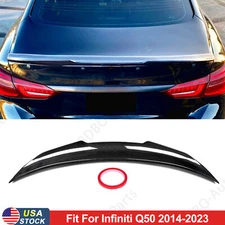 Duckbill Trunk Lid Spoiler For 14-24 Infiniti Q50 Carbon Fiber Painted PSM Style