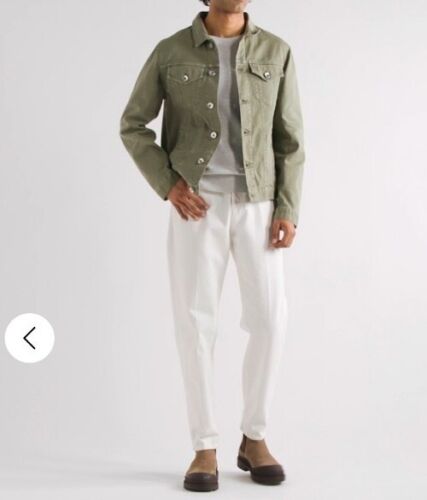2395$ Brunello Cucinelli - Mens Sage Green Denim Trucker Jacket sz : US M/50EU - Picture 19 of 20