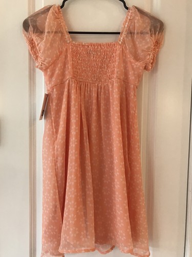 GIRL'S SO KOHLS PINK FLORAL CHIFFON DRESS SHORT PUFF SLEEVES SZ M 8 NWT - Picture 7 of 9