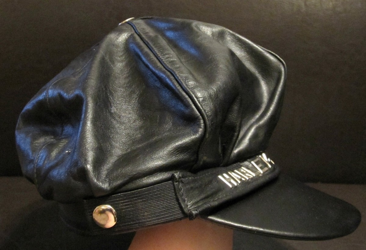 Harley Davidson LARGE VTG Leather Engineers Cap Captains Hat