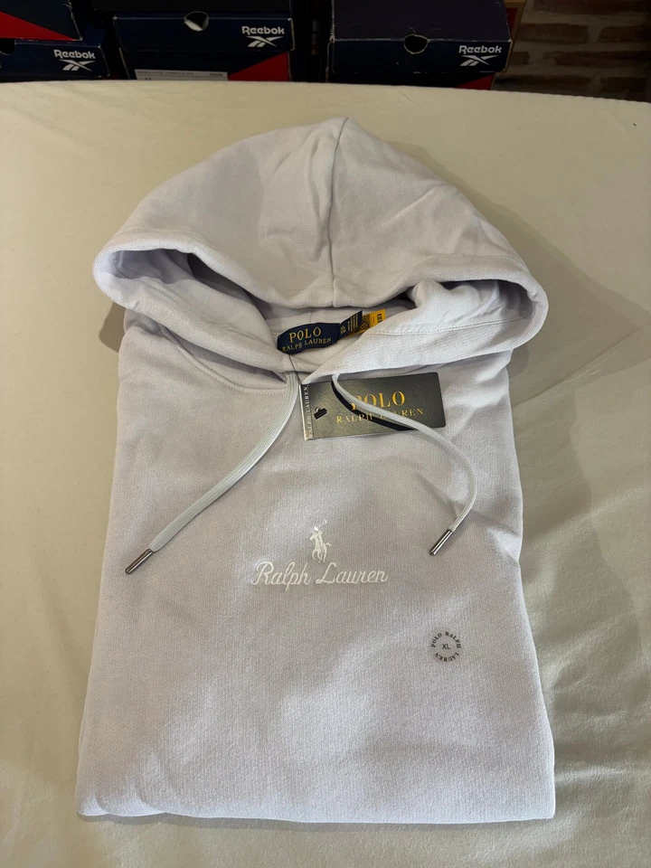 Sweat à capuche Polo Ralph Lauren Logo Double-Knit Gris Perle Homme Taille XL - Photo 4/4