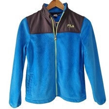 Fila Sport Blue Green Fleece Long Sleeve Activewear Jacket XL/16 Girls