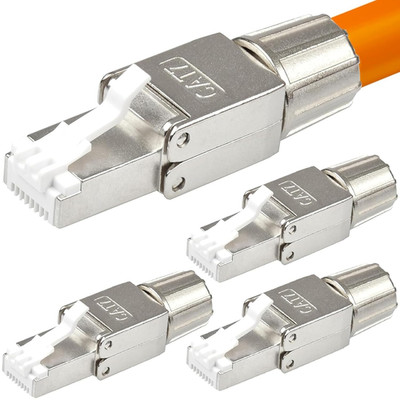4X RJ45 Stecker CAT 7 Werkzeuglos 10 Gbit/S 600 Mhz Netzwerkstecker Geschirmt