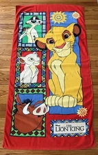 Disney Lion King Beach Towel Pumbaa Timon Simba Nala 58”L x 28"W Vintage 90S