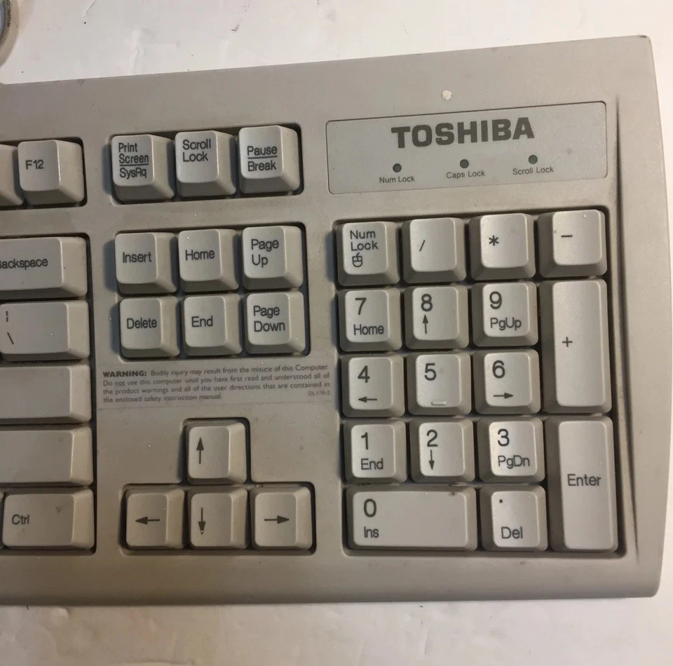 Toshiba KB-2971 Vintage Keyboard Computer Clicks Off White Office PS2 - Image 4 of 4