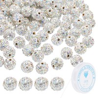10Mm Strass Clay Perlen FüR Schmuckherstellung, 120Stk Runde Perlen, Bunt Weiß