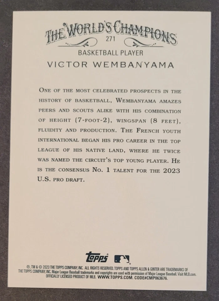 2023 Topps Allen & Ginter Victor Wembanyama Hot Box Foil RC SP - Image 2 of 2