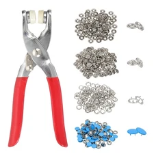 100Set Metal Snap Buttons Kit 10mm Solid Prong Snap Button Tool Light Blue