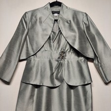 Jessica Howard Women's 2-Piece Dress  Jacket Rhinestone  Pearl Brooch Size 12