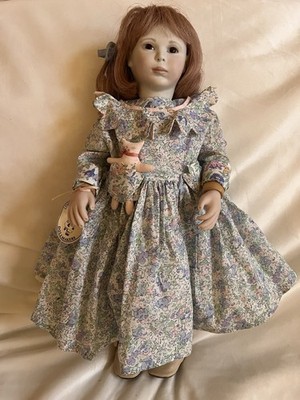 Mint Lynn & Michael Roche 18 Inch Beth W/her Little Pig.  Tagged Jointed BJ Wood