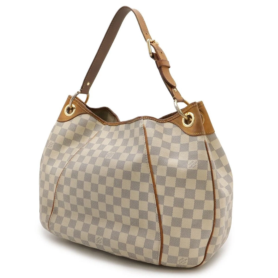 Bolsa tote Louis Vuitton Damier Azur Galliera PM ombro marfim PVC autêntica - Imagem 2 de 4