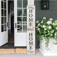 47.2 Inch Home Sweet Home Porch Sign, Wooden Vertical Welcome Decor