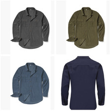 Men Casual Corduroy Shirt Long Sleeve Button Down Lightweight Tops Outdoor Shirt