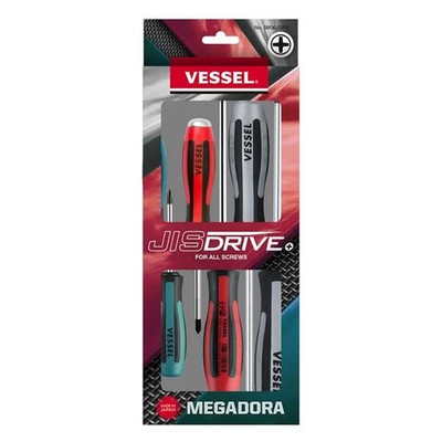 Vessel VST-9806JSPB Megadora Jis Screwdriver Set - 6 Piece