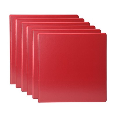 3-Ring Durable View Binder, 2 inch Binder Ring Type, Slant D-Ring, Red, 6 Pack