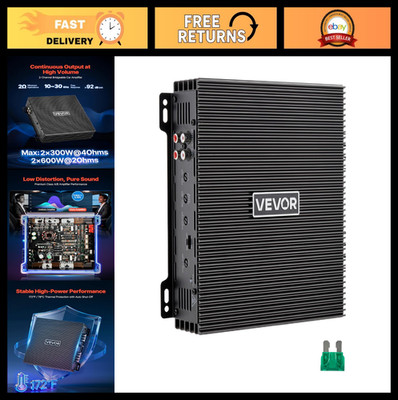 2 Channel Car Audio Amplifier 600W Max Power Class A/B Bridgeable Stereo Amp for