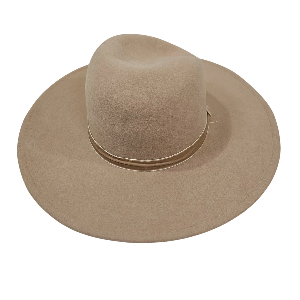Beige Wide-Brim Felt Lack Of Colors Hat with Decorative Band, boho/western sizeL Felt Size M Beige Hats for Women for sale | eBay main image 3