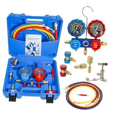 AC Gauge Set, AC Manifold Gauge Set for R134a R12 R22 R502 Refrigerant, 3-Way 