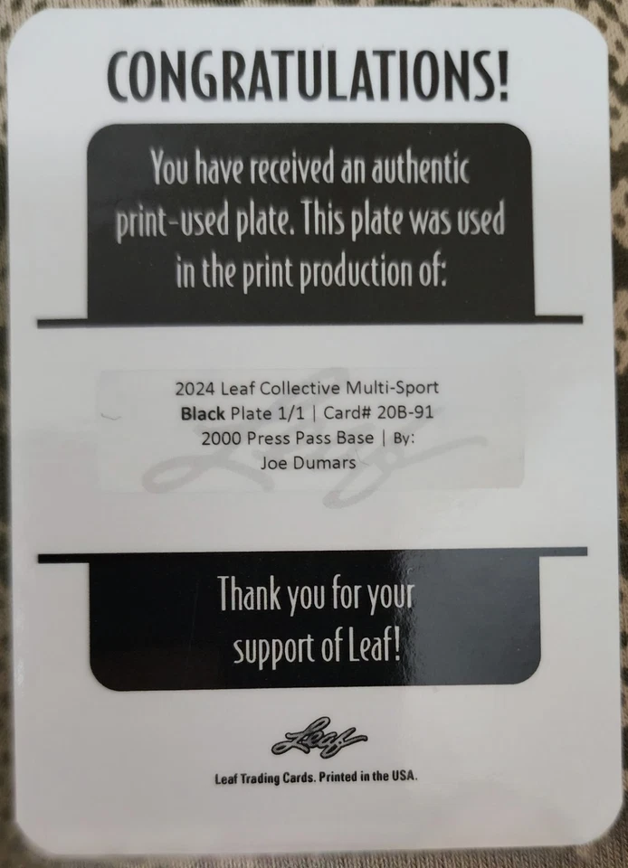 JOE DUMARS 2024 Leaf Collective 2000 Press Pass PRINTING PLATE SP 1/1 of Pistons - Image 2 of 2