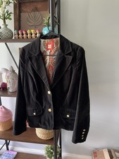 Old Navy Vintage Women's Black Velvet Blazer Jacket Gold Buttons Size Medium