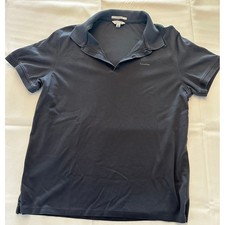 Calvin Klein Liquid Cotton Polo Shirt Mens Medium Black Short Sleeve Solid Logo
