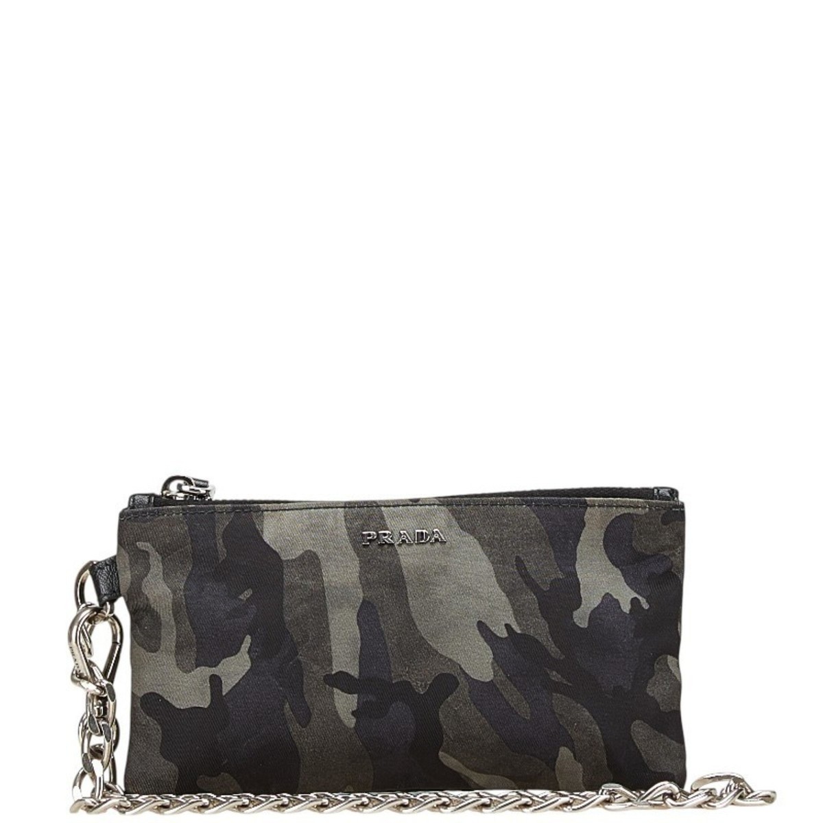 Prada Camouflage Pouch/Coin Case in Black/Grey Nylon and Leather f