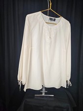INC flouncy blouse cream embroidery VTG medium feminine business casual fun
