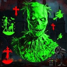 12-in-1 Halloween Projector Lights, Dynamic Projection Light with Skull Black