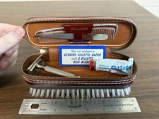 Gillette Tech 1956 Double Edge DE Safety Razor Made In USA Travel Kit