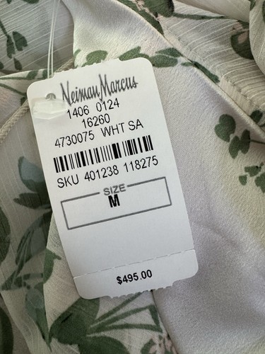 $495 MISA Los Angeles ILYSA MID-LENGTH DRESS Size Med White Floral Sage - Picture 12 of 13