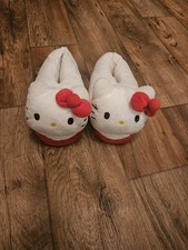 Sanrio HELLO KITTY Women's Plush Slippers Red/White Size M/L 7/8