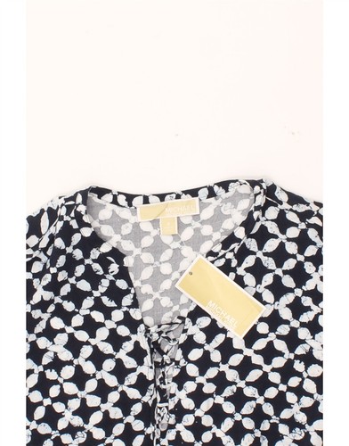 MICHAEL KORS Womens Abstract Pattern Blouse Top US 4 Small Navy Blue AY08 - Picture 3 of 3