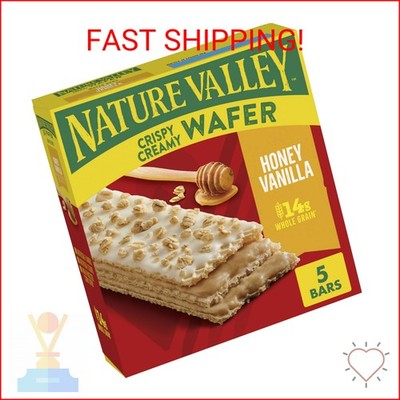 Nature Valley Crispy Creamy Wafer Bars, Honey Vanilla, Whole Grain, 5 Bars, 6.5