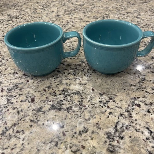 (2) FiestaWare Turquoise Retired Jumbo Mug Cup EUC
